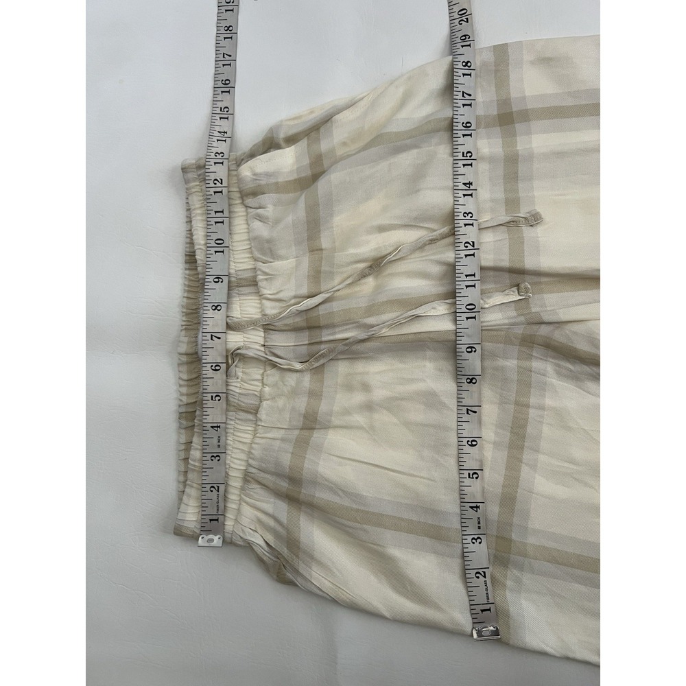 WeWoreWhat Ivory Plaid Pull On Wide Leg Pants Size Small Sheer Resortwear Beach - Picture 9 of 11